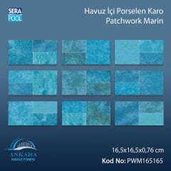 Patchwork Marin (16,5x16,5 cm) Porselen Karo - m² 'si