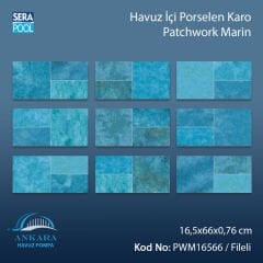 Patchwork Marin (16,5x66 cm) Porselen Karo - m² 'si