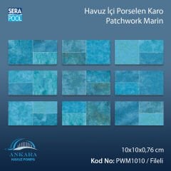 Patchwork Marin (10x10 cm / Fileli) Porselen Karo - m² 'si