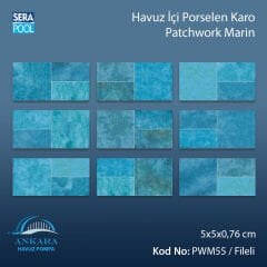 Patchwork Marin (5x5 cm / Fileli) Porselen Karo - m² 'si
