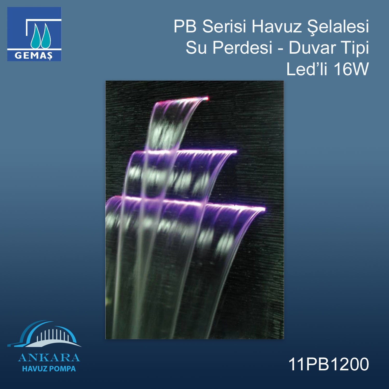 PB Serisi - Su Perdesi - Duvar Tipi - Led'li 16W