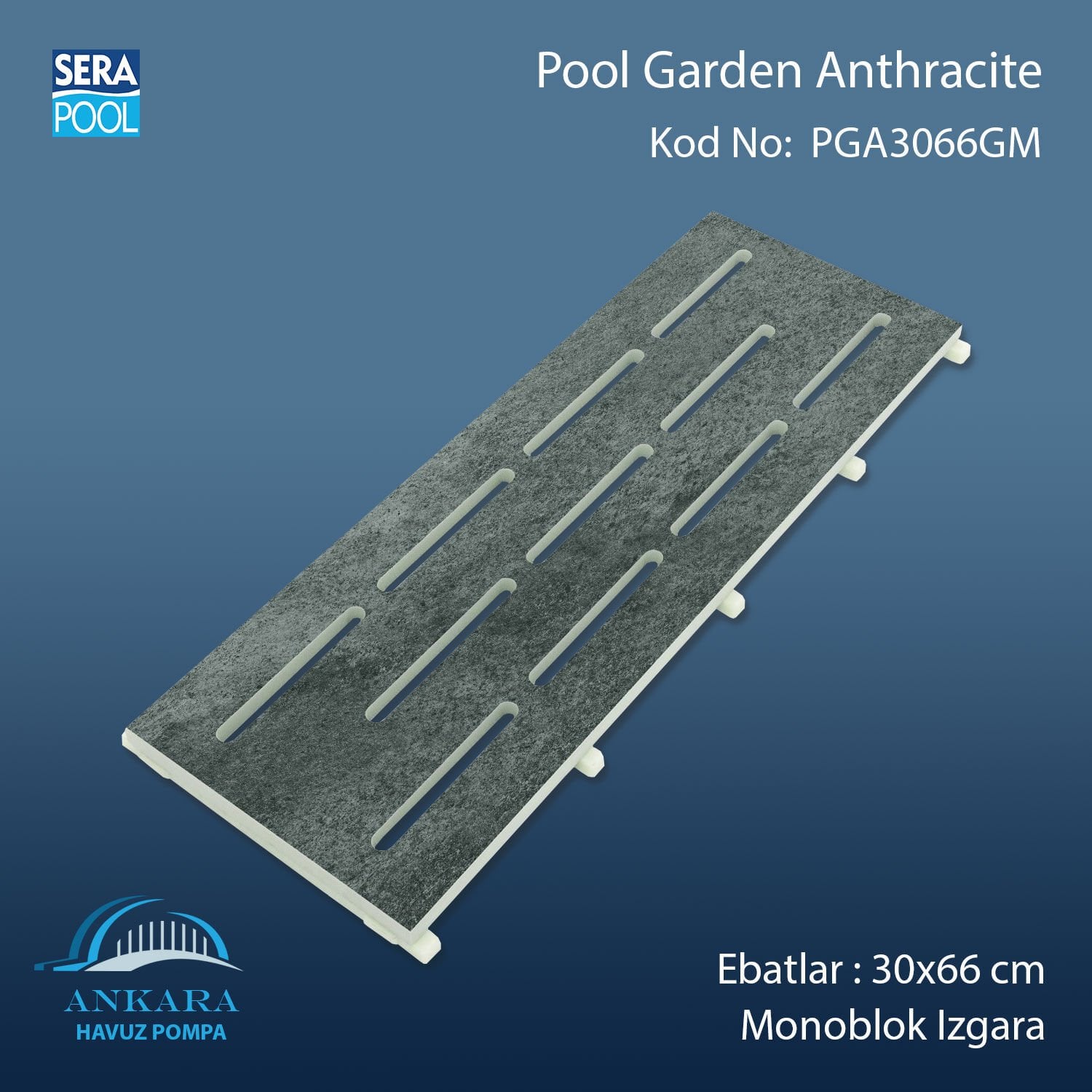 Pool Garden Anthracite 30x66 cm Monoblok Izgara