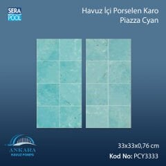 Piazza Cyan (33x33 cm) Porselen Karo - m² 'si
