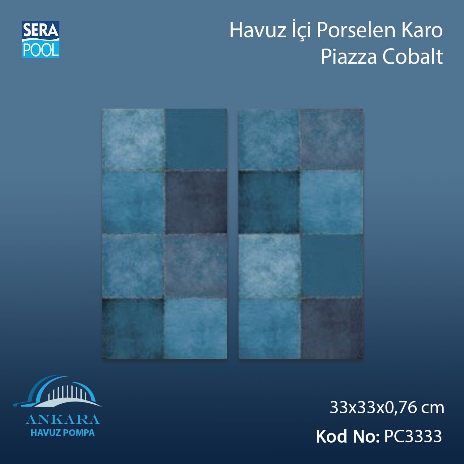 Piazza Cobalt (33x33 cm) Porselen Karo - m² 'si