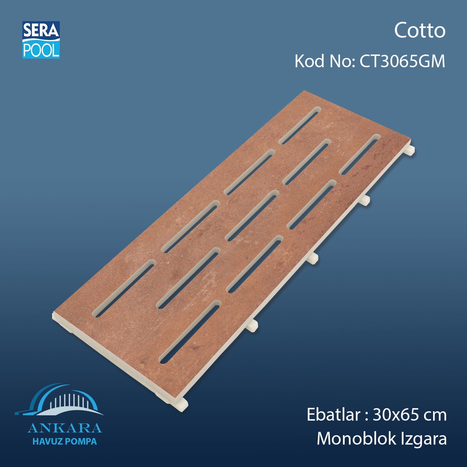 Cotto 30x65 cm Monoblok Izgara