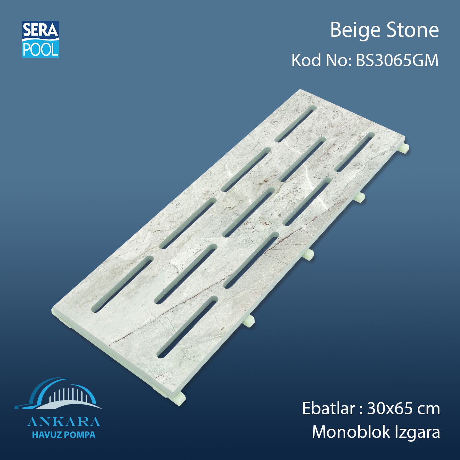 Beige Stone 30x65 cm Monoblok Izgara