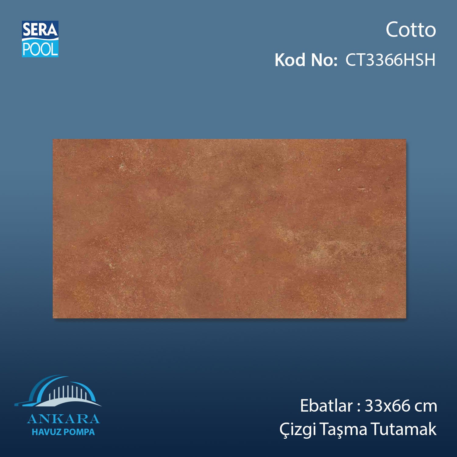 Cotto 33x66x1,80 cm Çizgi Taşma Tutamak