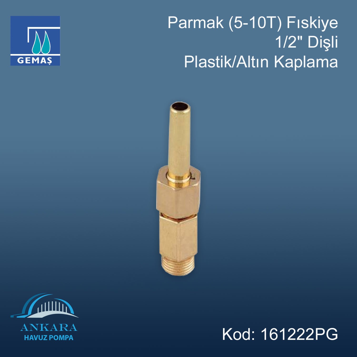 Parmak (5-10T) Fıskiye 1/2'' Dişli Plastik / Altın Kaplama