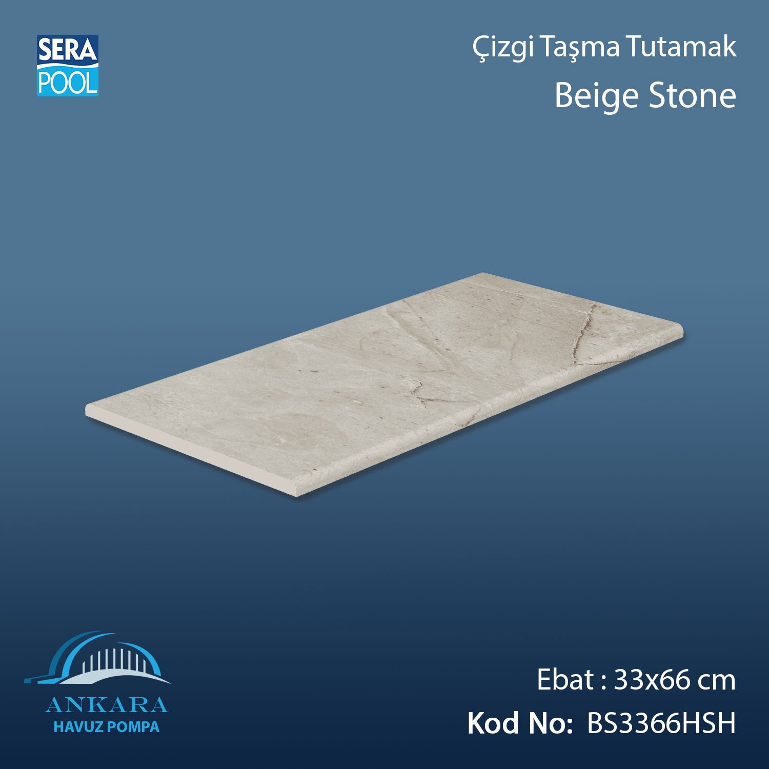 Beige Stone 33x66x1,80 cm Çizgi Taşma Tutamak
