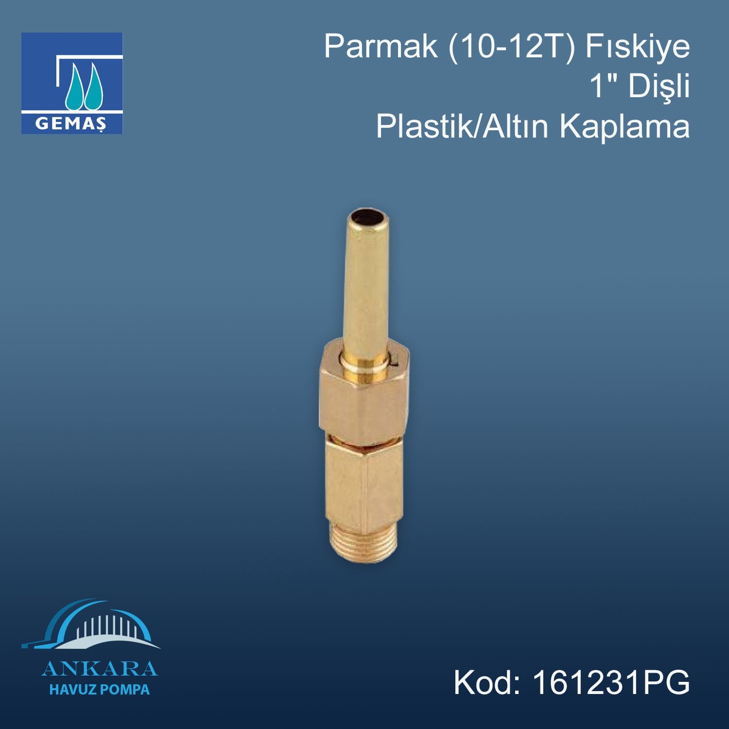 Parmak (10-12T) Fıskiye 1'' Dişli Plastik / Altın Kaplama