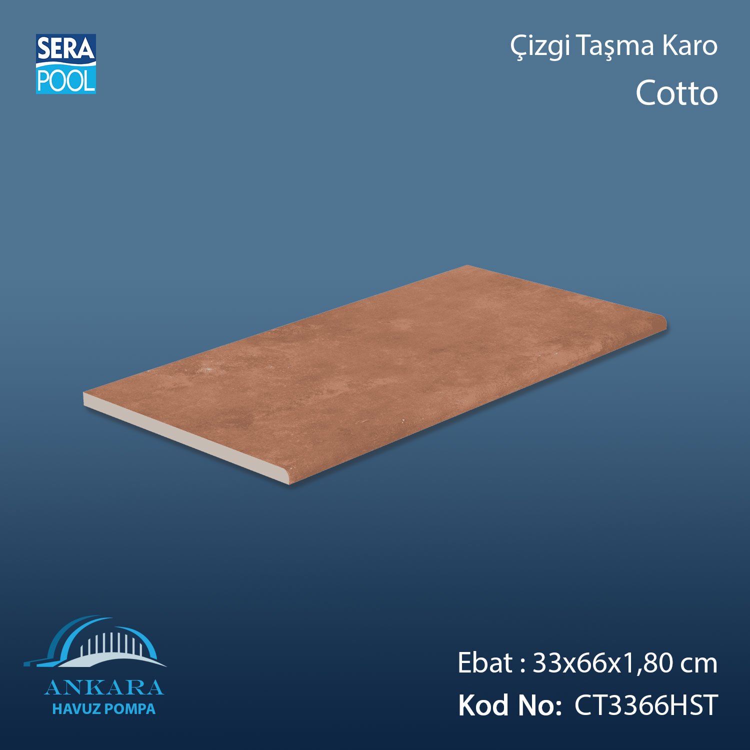 Cotto 33x66x1,80 cm Çizgi Taşma Karo
