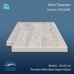 Silver Traverten 25x25 cm Monoblok Izgara Köşesi