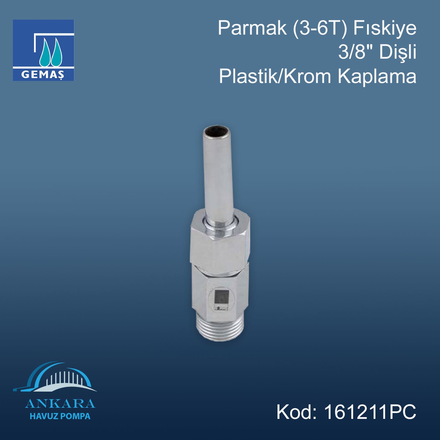 Parmak (3-6T) Fıskiye 3/8'' Dişli Plastik / Krom Kaplama
