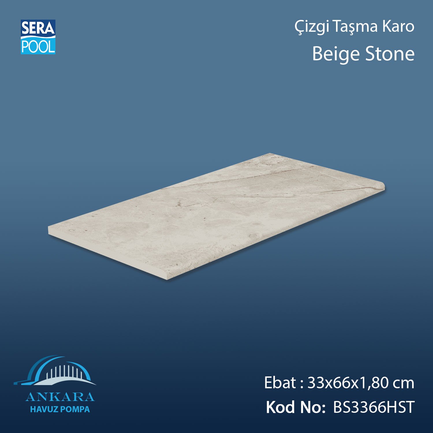 Beige Stone 33x66x1,80 cm Çizgi Taşma Karo