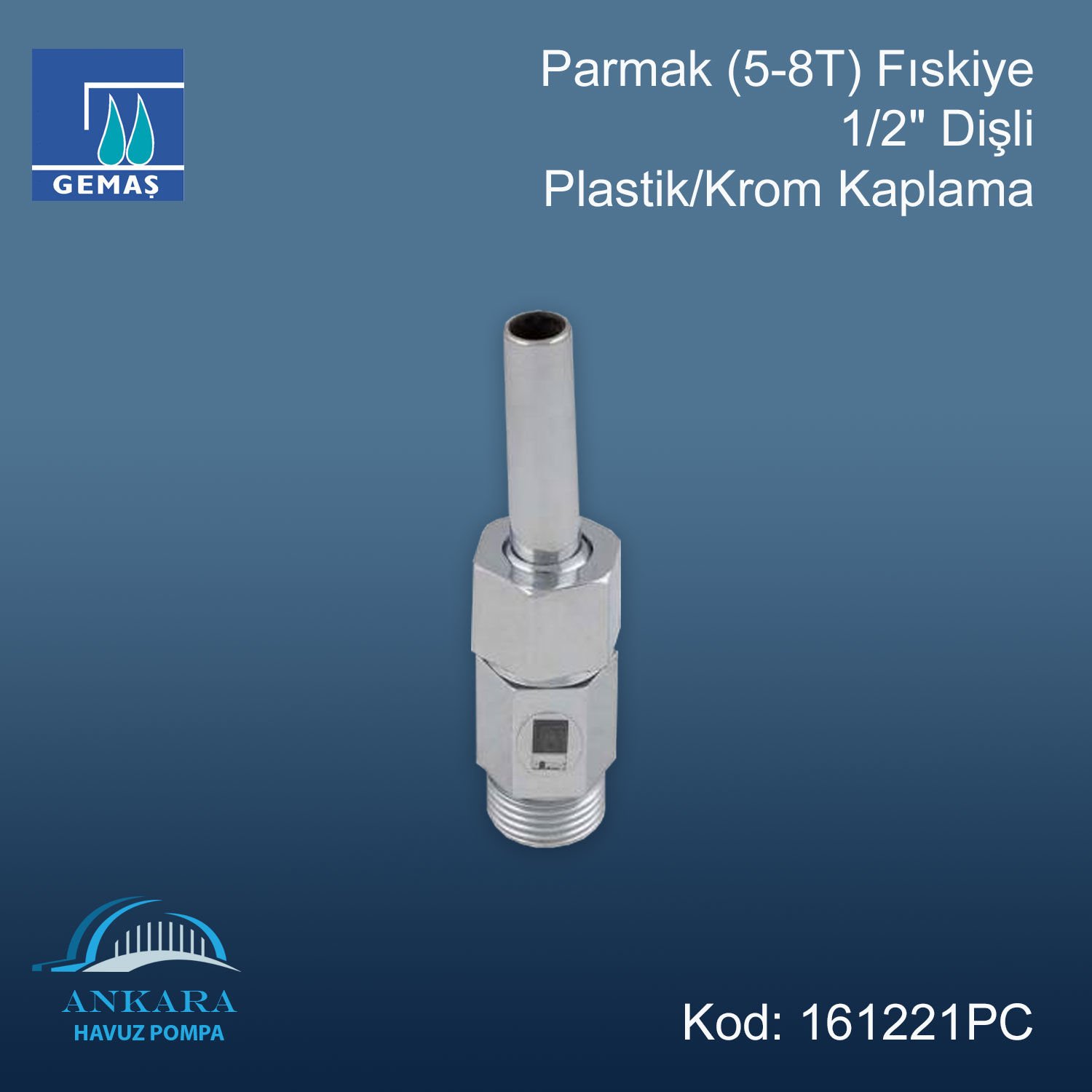 Parmak (5-8T) Fıskiye 1/2'' Dişli Plastik / Krom Kaplama