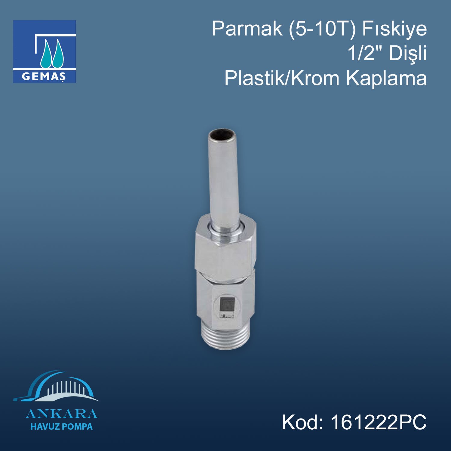 Parmak (5-10T) Fıskiye 1/2'' Dişli Plastik / Krom Kaplama