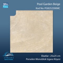 Pool Garden Beige 25x25 cm 90° Monoblok Izgara Köşesi