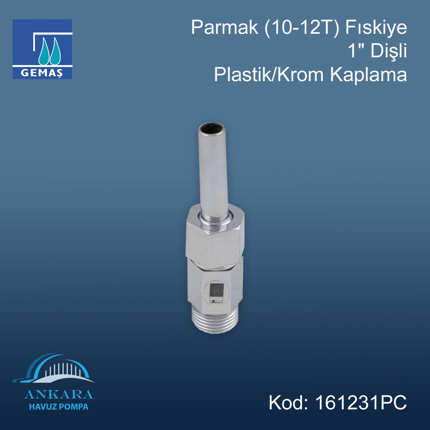 Parmak (10-12T) Fıskiye 1'' Dişli Plastik / Krom Kaplama