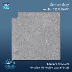 Cement Grey 25x25 cm 90° Monoblok Izgara Köşesi
