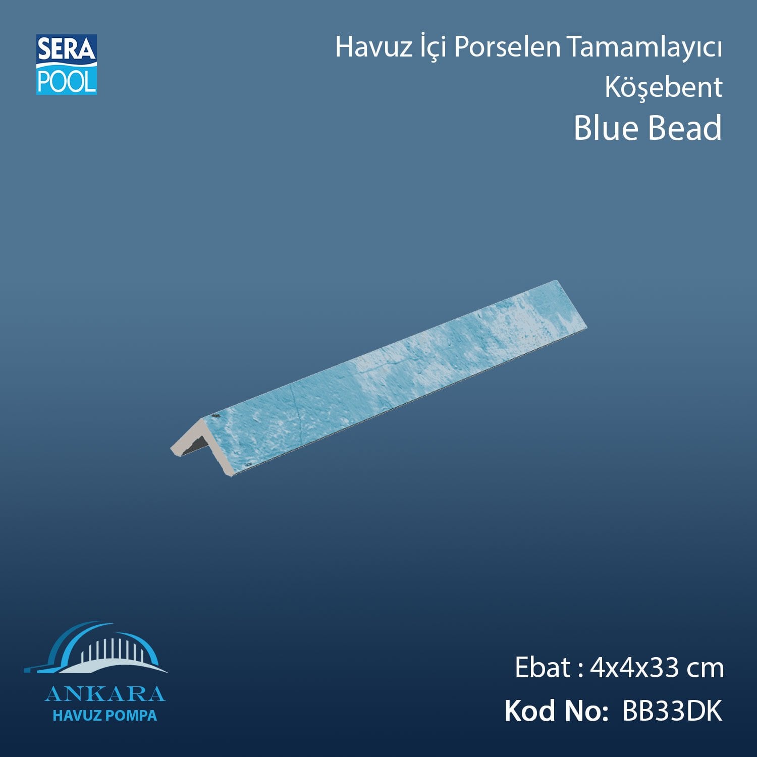 Blue Bead 4x4x33 cm Köşebent