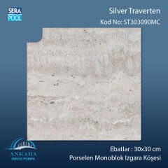 Silver Traverten 30x30 cm 90° Monoblok Izgara Köşesi