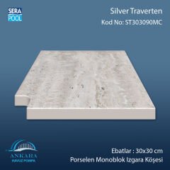 Silver Traverten 30x30 cm 90° Monoblok Izgara Köşesi