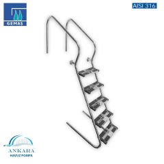 Ergonomik 316 Model - 2 Basamaklı Havuz Merdiveni Paslanmaz Çelik 316 Kalite