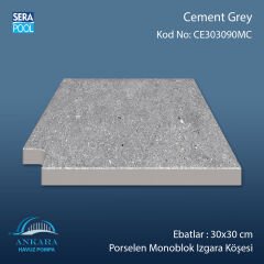 Cement Grey 30x30 cm 90° Monoblok Izgara Köşesi