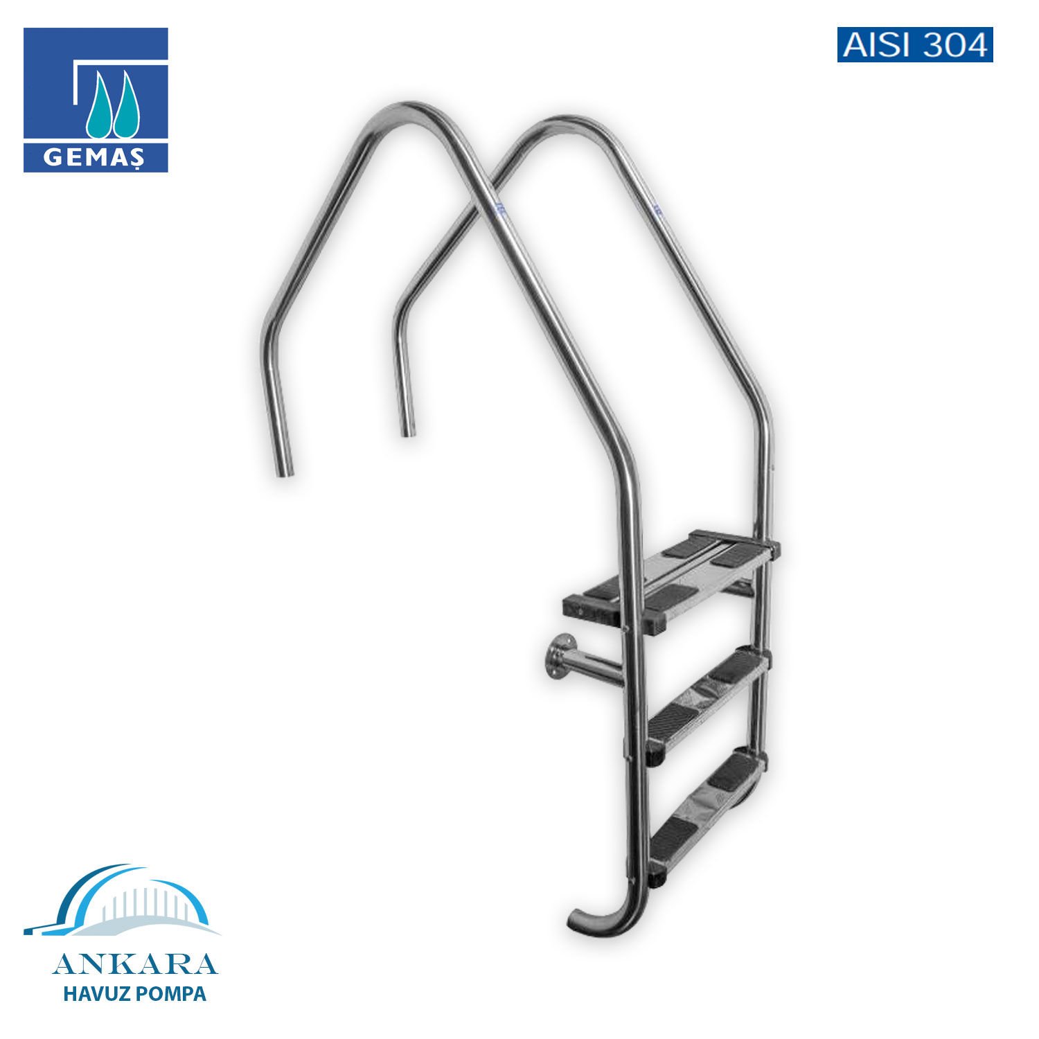 Umumi Havuzlar İçin Overflow 304 Model - 2 Basamaklı Havuz Merdiveni Paslanmaz Çelik 304 Kalite