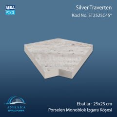 Silver Traverten 25x25 cm 45° Monoblok Izgara Köşesi