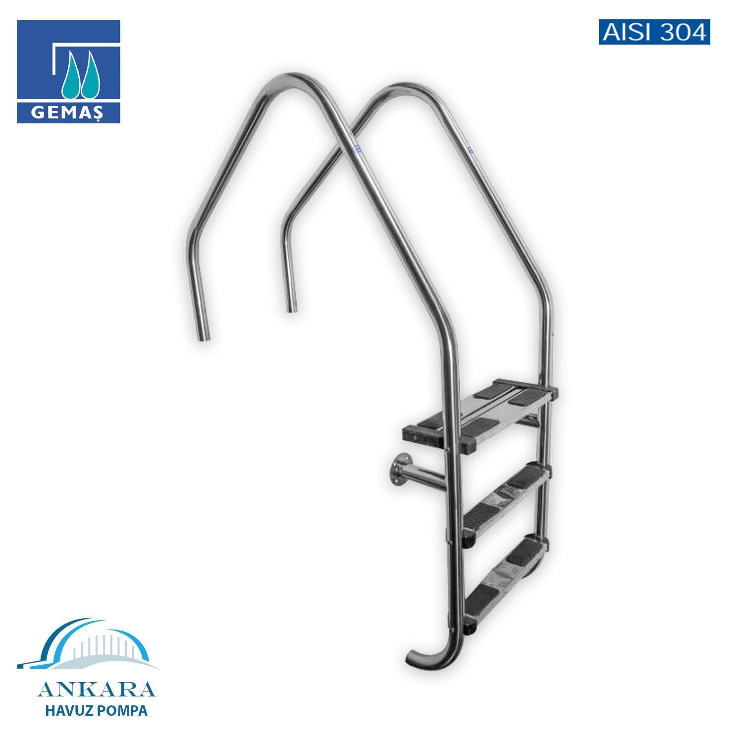 Umumi Havuzlar İçin Overflow 304 Model - 4 Basamaklı Havuz Merdiveni Paslanmaz Çelik 304 Kalite