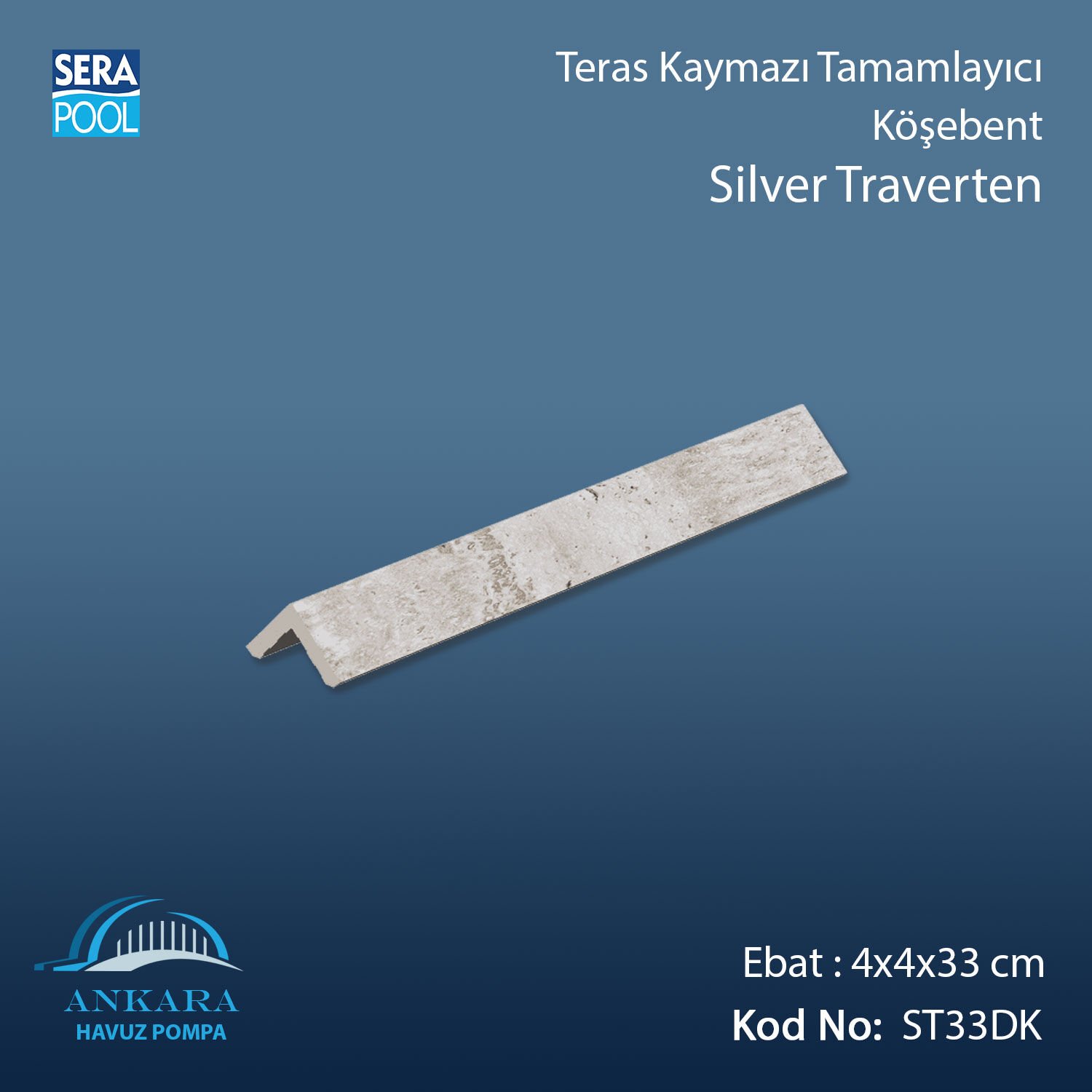 Silver Traverten 4x4x33 cm Köşebent