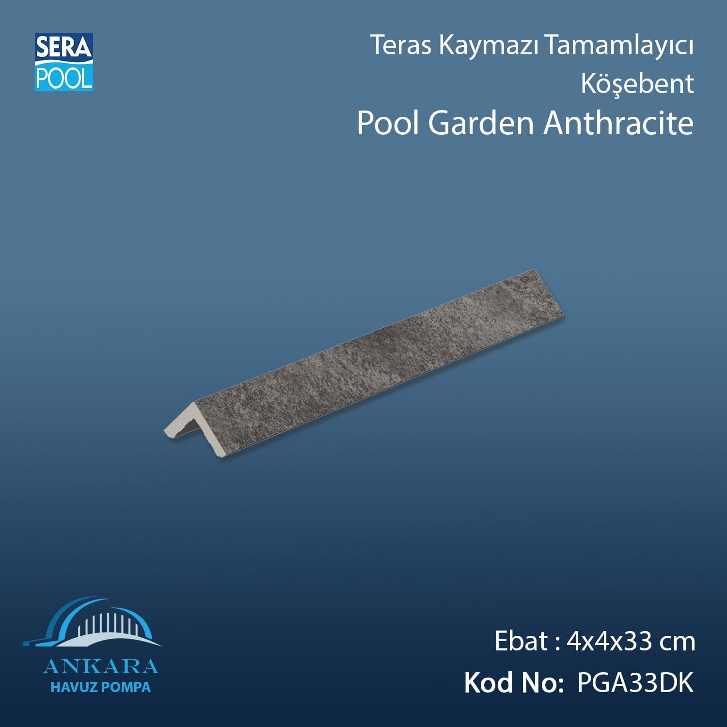 Pool Garden Anthracite 4x4x33 cm Köşebent