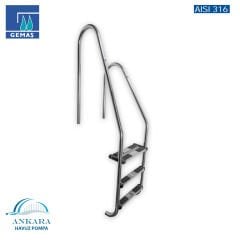 Umumi Havuzlar İçin Asimetrik 316 Model - 3 Basamaklı Havuz Merdiveni Paslanmaz Çelik 316 Kalite
