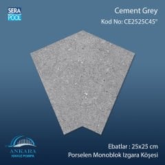Cement Grey 25x25 cm 45° Monoblok Izgara Köşesi