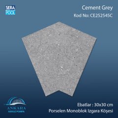 Cement Grey 25x25 cm 45° Monoblok Izgara Köşesi