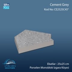 Cement Grey 25x25 cm 45° Monoblok Izgara Köşesi