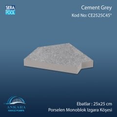 Cement Grey 25x25 cm 45° Monoblok Izgara Köşesi