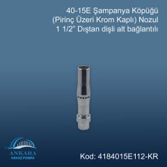 40-15E Şampanya Köpüğü Nozülü 1 1/2'' Pirinç Üzeri Krom Kaplama