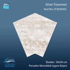 Silver Traverten 30x30 cm 45° Monoblok Izgara Köşesi
