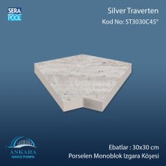 Silver Traverten 30x30 cm 45° Monoblok Izgara Köşesi