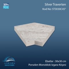 Silver Traverten 30x30 cm 45° Monoblok Izgara Köşesi