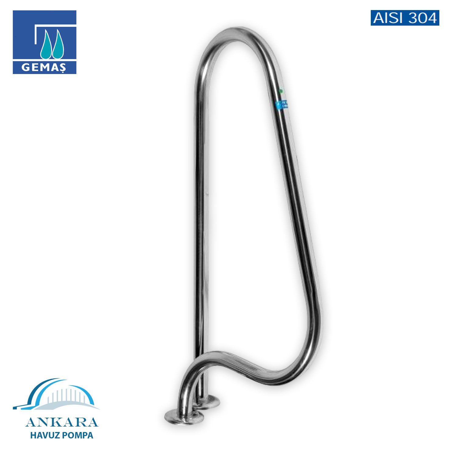 Çapraz Havuz Merdiven Tutamağı Çiftli - Paslanmaz Çelik 304 Kalite