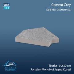 Cement Grey 30x30 cm 45° Monoblok Izgara Köşesi