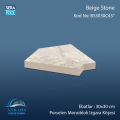 Beige Stone 30x30 cm 45° Monoblok Izgara Köşesi