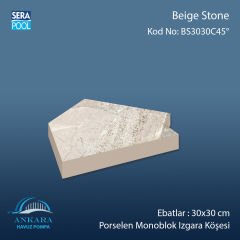 Beige Stone 30x30 cm 45° Monoblok Izgara Köşesi