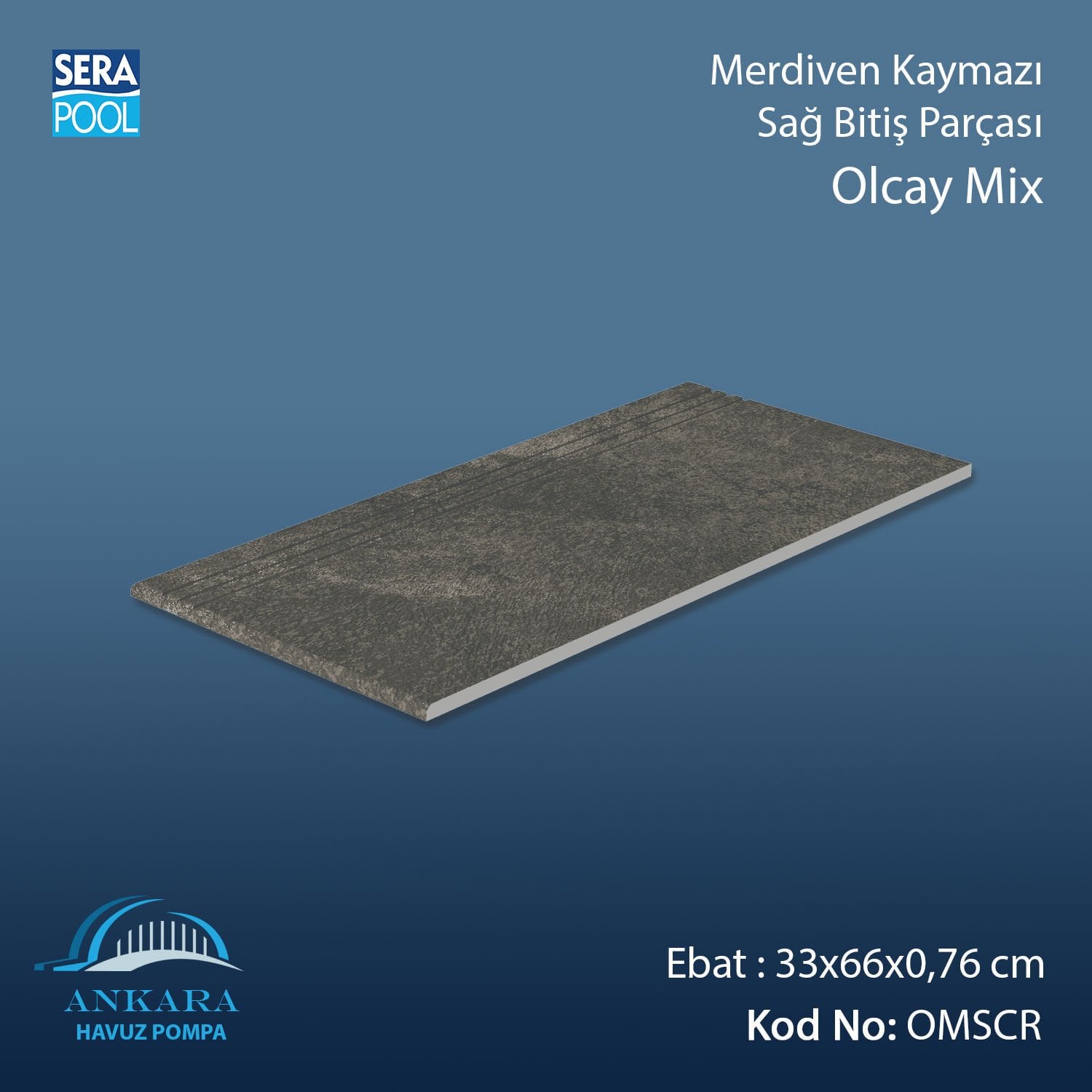 Olcay Mix 33x66x0,76 cm Merdiven Kaymazı Sağ Bitiş