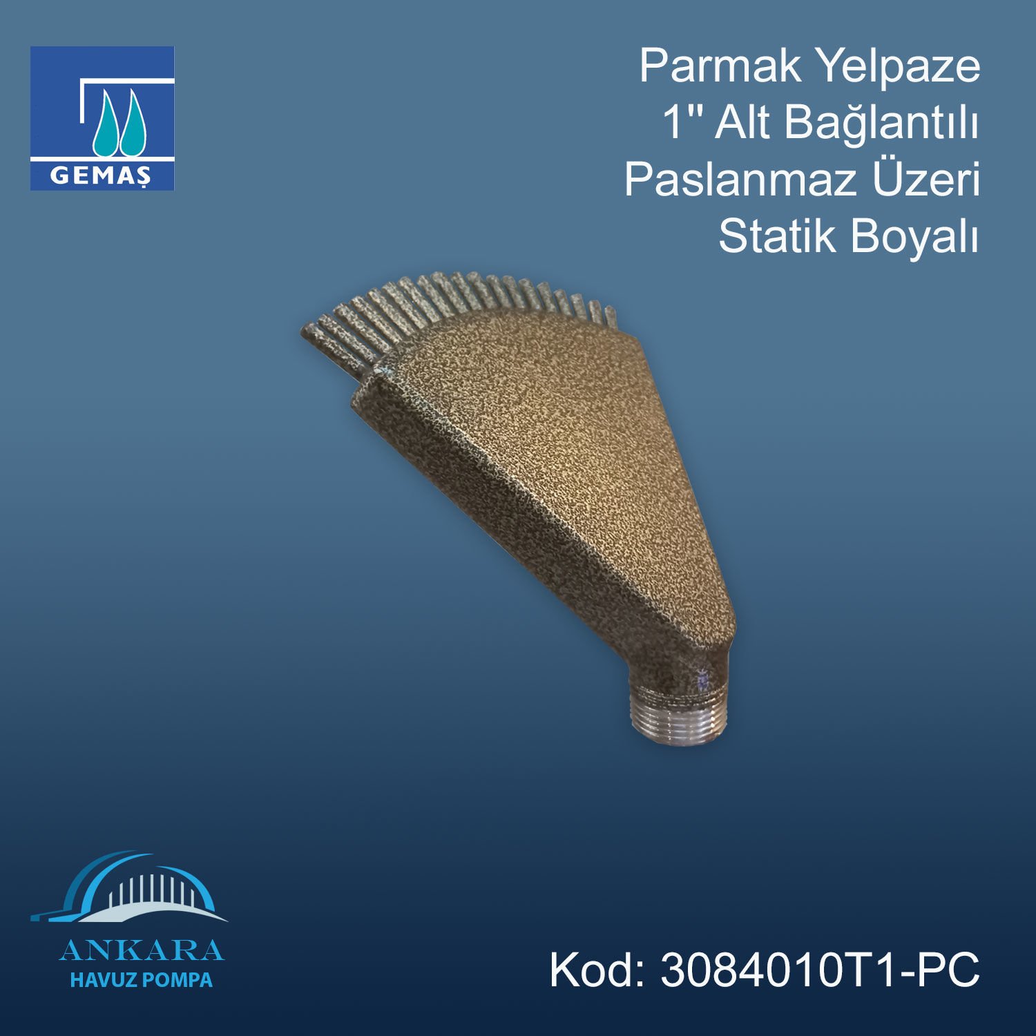 Parmak Yelpaze 1'' Paslanmaz Üzeri Statik Boyalı
