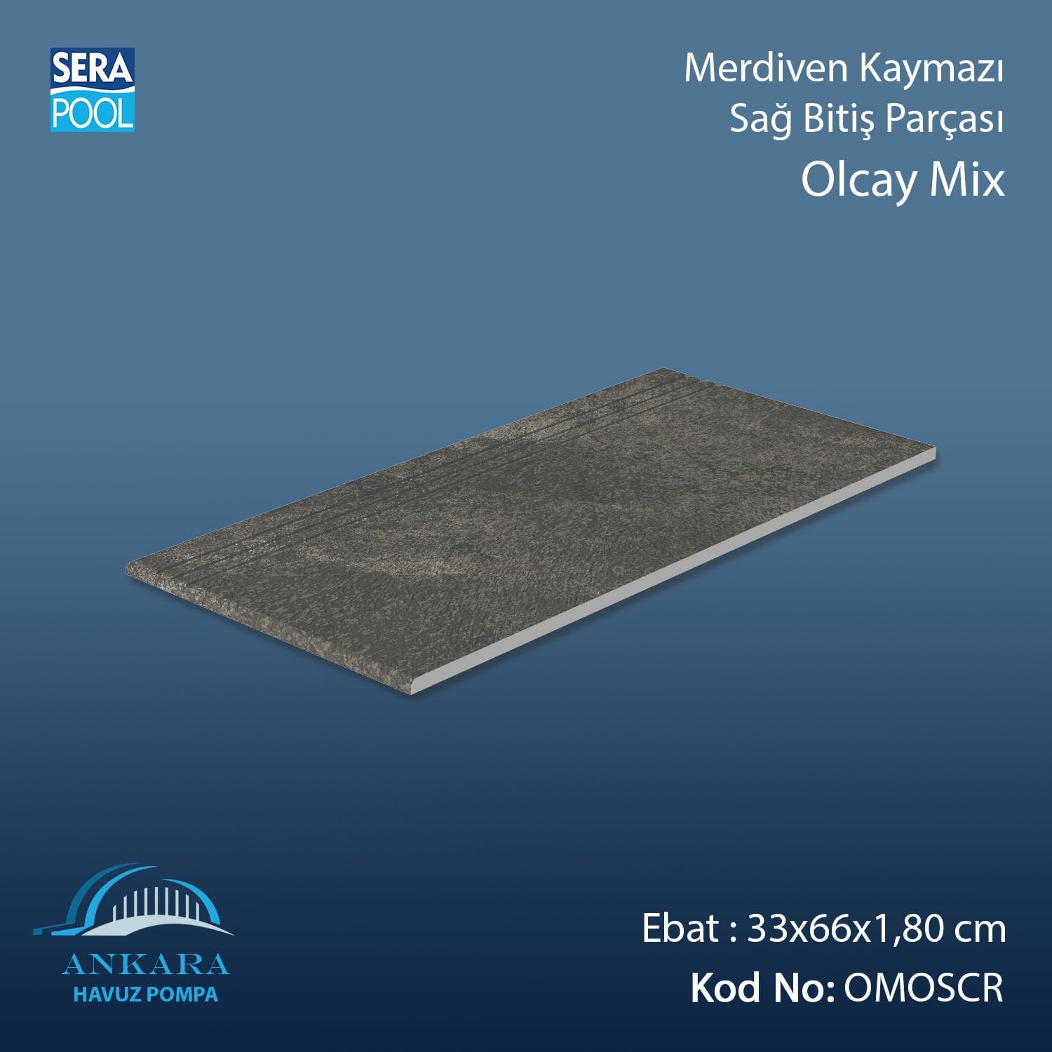 Olcay Mix 33x66x1,80 cm Merdiven Kaymazı Sağ Bitiş