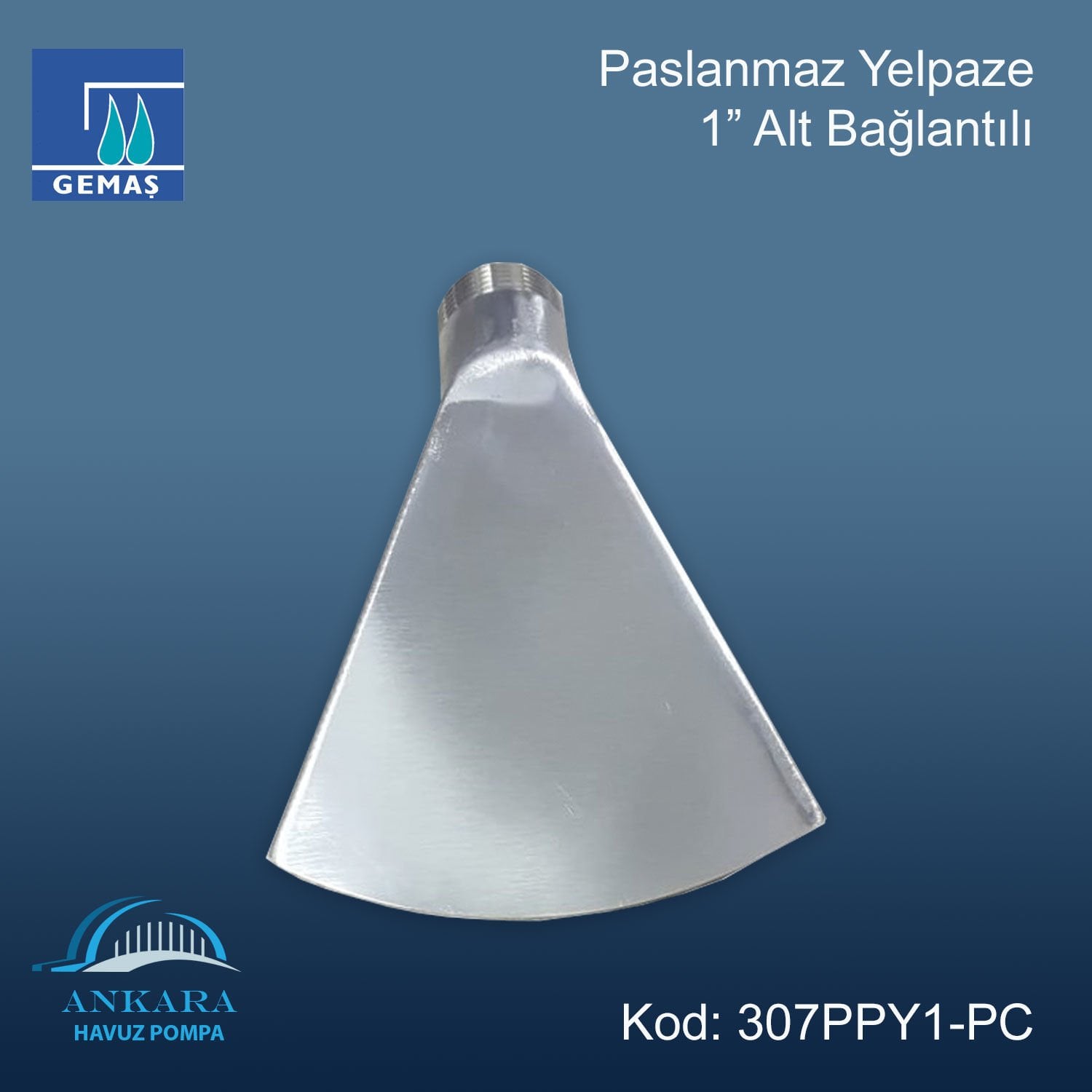 Paslanmaz Yelpaze, 1” Alt Bağlantılı